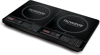 Nuwave PIC Double Portable Induction Cooktop, 900W/1500W/1800W Options, Two 8” Heating Zones, 106 Precise Temperatures from 50°F–575°F in 5°F Increments, Shatter-Resistant Ceramic Glass