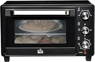 HOMCOM Mini Oven, 21L Countertop Electric Grill, Toaster Oven with Adjustable Temperature, Timer, Baking Tray and Wire Rack, 1400W, Black