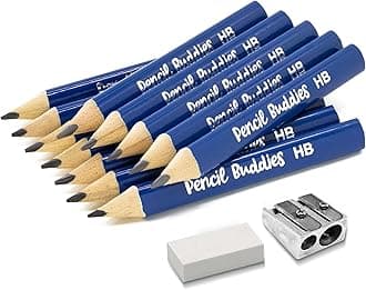 Jumbo Pencils for Kids - 12 Fat Pencils with Triangle Grip, Sharpener & Eraser - Preschool, Kindergarten & Toddler Size, Blue