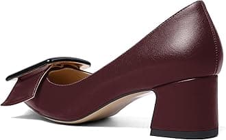 Eldof Pointed Toe Pumps,Classy 2 Inches Block Heel Chic Pumps, Confort Buckle Heel for Office Wedding Dress