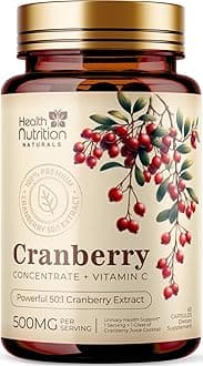 Cranberry Extract 500mg Per Serving - Cranberry Powder Supplement with Vitamins C - Urinary Tract Health Support, Cran Berry Fruit, Sugar Free Formula, Bottled in USA - 60 Capsules