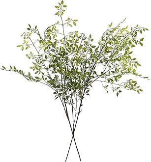 Melorca&Guilla Artificial Plants,2PCS 43" Green Nandina Faux Branches for Vase,Artificial Plants Faux Greenery Stems for Shop Garden Office Home Décor