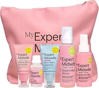 My Expert Midwife Mum to Be Pregnancy and Postnatal Maternity Essentials for hospital bag with Fantastic Skin Elastic, Peri Prep Your Bits, Spritz for Bits, No Harm Balm & No Harm Bum Balm