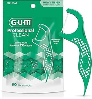 - GUM Professional Clean Floss Picks - Extra Strong Shred-Resistant Floss, Easy Grip Handle - Dental Flossers for Adults - Fresh Mint Flavor, 90 Count