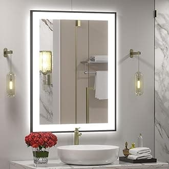 Framed LED Lighted Bathroom Mirror 24x32, Dimmable Vanity Mirror for Wall, Backlit and Front Lighted, Anti-Fog (Horizontal/Vertical)