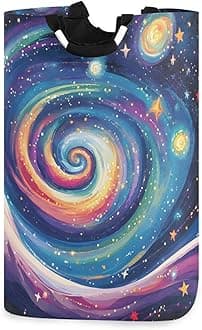 xigua Milky Way Galaxy Large Laundry Hamper with Handle, Foldable Clothes Hamper Collapsible Storage Basket for Toys and Clothes Organization in Bedroom, Bathroom, and Laundry Room