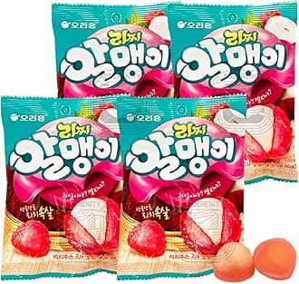 Fruit Peelable Candy - Litchi Flavor 67g X 4pack (268g/9.46oz) Jelly Filled Gummies, Gluten Free Individually Wrapped Korean Snacks 한국 과일맛 젤리