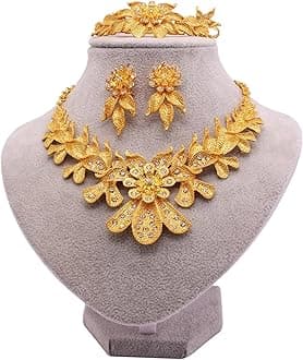 Dubai Gold Jewelry Bridal Sets Necklace Pendant Earrings Bracelet Rings Gifts Wedding Jewelry Set For Women