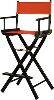 30" Director's Chair Black Frame-with Orange Canvas, Bar Height