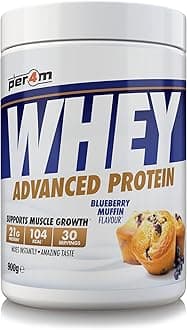 Whey Protein Powder | High Protein Shake for Muscle Growth & Recovery | Low Sugar Gym Supplement | Sports Nutrition Drink + Amino Acids (900g, Blueberry Muffin)