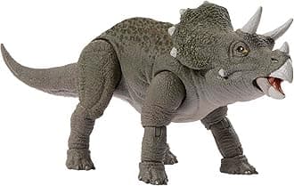 Mattel Jurassic World Hammond Collection Triceratops Figure Dinosaur Toy, Moveable, Large, Total Length: Approx. 6.5 inches (16.5 cm), Ages 8 and Up, Gray JDJ07