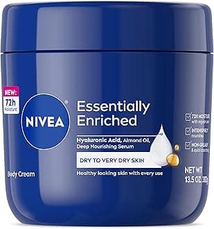 Essentially Enriched Body Cream for Dry to Very Dry Skin with Hyaluronic Acid, Deep Nourishing Serum and Almond Oil, 72-Hour Body Moisturizer, 13.5 Oz Jar