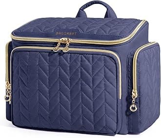 BAGSMART Travel Toiletry Bag, Large Wide-open Travel Bag for Toiletries, Makeup Cosmetic Travel Bag with Handle-Navy