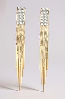 Shining Diva Fashion Latest Stylish Italian Designer Gold and Silver Plated Tassel Earrings for Women