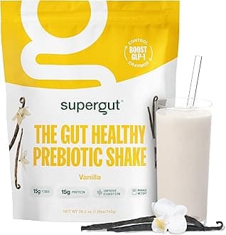 Supergut Prebiotic Shakes, Meal Replacements, Boost Glp-1, High Protein & Fiber, No Added Sugar, Keto Foods, Meal, Snack (Vanilla, 14 Servings)