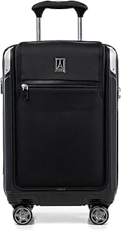 Travelpro Platinum Elite TSA Lock Hard Shell Case with Swivel Wheels, Polycarbonate Suitcase, Black (Shadow Black), Compact Carry-on with Laptop Pocket 20-Inch, Platinum Elite Hard Case with Swivel
