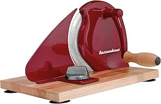 Zassenhaus Bread Slicer Manual Classic | Red | Solingen Blade Steel | Cutting Thicknesses 1-18 mm | Beech Wood Board and Crank | 30 × 25.5 × 19 cm
