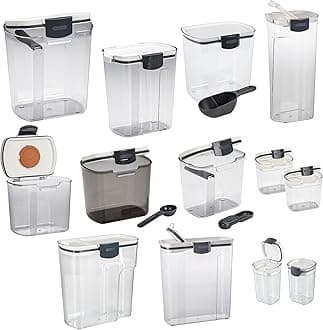 Progressive ProKeeper Baker's Airtight Kitchen Storage Canister Container Set for Flour, Sugar & More, Keeps Ingredients Fresh, with Accessories (Multicolor, 13- Piece)