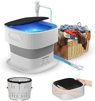 Mojoco Mini Portable Washing Machine - Foldable/Collapsible Washing Machine for Baby Clothes, Socks, Underwear - Portable Washer for Travel, Camping, Apartments, RV