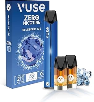 VusePro Vape Kit, Slim Design, Fast Charging, Splash-Resistant, reusable vape, rechargeable vape, refillable vape, with Blueberry Ice 0mg vape pods x2, no nicotine, no tobacco, Blue