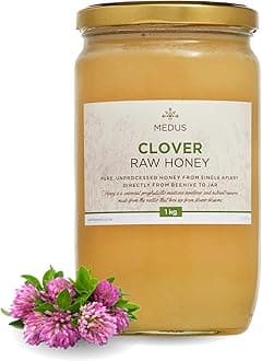Earthbreath Clover Raw Honey - 1kg - Pure, Unpasteurised and Unfiltered - Natural Sweetener for Cooking, Coffee, Tea, Juice, Drinks, Food