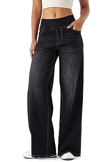 LaiEr Large Denim Wide Leg Pants for Women, High Waisted and Slimming with Multiple Pockets, Straight Tube, Loose fit, Cat Whisker, Marbling wash Craft, High Elasticity Casual Jeans