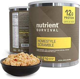 Homestyle Scramble Eggs High Protein Meal (10 Servings) Freeze Dried Prepper Supplies & Emergency Food Supply, 40 Essential Nutrients, Shelf Stable Up to 25 Years, One Can