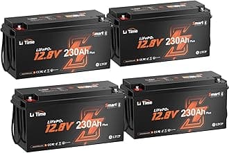 Litime 12V 230Ah Bluetooth Lithium Battery, 4000+ Deep Cycle LiFePO4 Battery, Max 2944Wh Energy, Perfect for RV, Travel Trailer, Off-Grid - 4 Packs