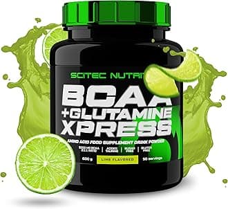 BCAA + Glutamine Xpress – Essential Amino Acid Blend – with 5g 2:1:1 BCAAs – 5g Glutamine – Fortified with Taurine, 600 g, Lime