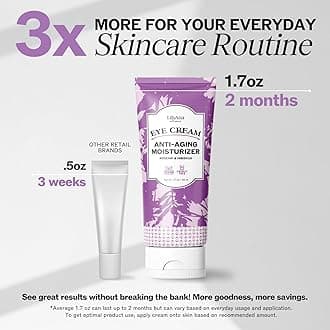 LilyAna Naturals Eye Cream for Dark Circles and Puffiness, Under Eye Cream for Wrinkles and Bags, Anti Aging helps Improve Dryness; for Sensitive Skin (1.7 Ounce, Pack of 2)