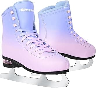 WELLWON Figure Skate for Women and Mens, Classic Design High-Top PU Leather Ice Skates for Outdoor and Indoor, Figureskates for Beginner
