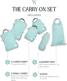 Compression Packing Cubes Set for Carryon Travel-Lightweight Durable Luggage Organizer Bags