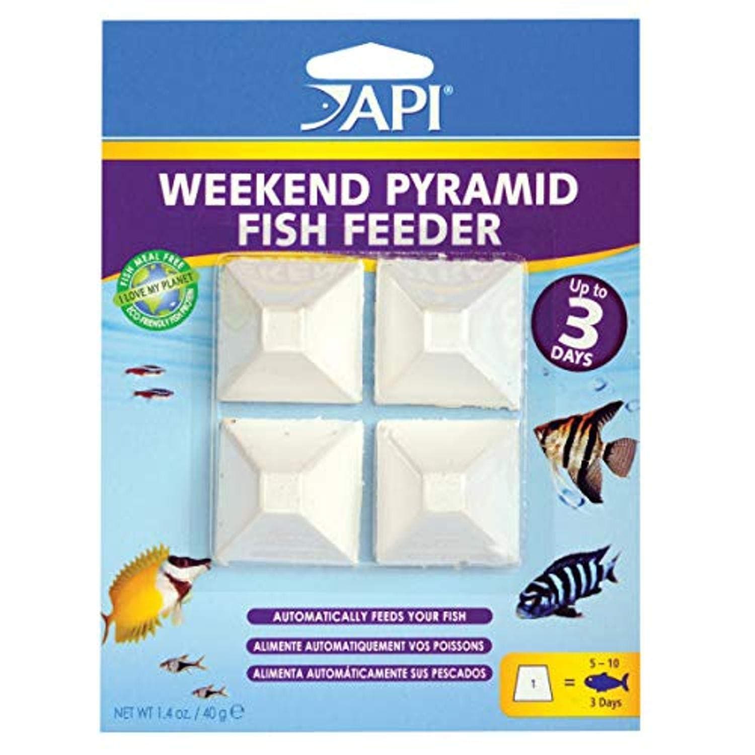 API WEEKEND PYRAMID FISH FEEDER 3-Day Automatic Fish Feeder 35-Gram 4-Count Pack