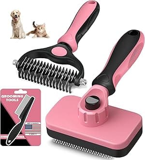 3PCS Dog Brush I Dog Brush for Shedding I Deshedding Dog Brush I Dog Bath Brush I Slicker Brush For Dogs I Dog Comb I Premium Pet Supplies (Red Black)