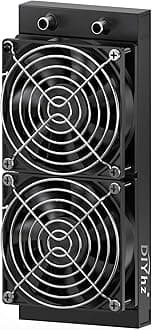 Water Cooling Computer Radiator, 12 Pipe Aluminum Heat Exchanger Liquid Cooling Radiator Heat Sink 240mm with Dual Fans for CPU PC Laser Water Cool System DC12V Black