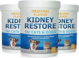 Kidney Restore 3 Pack Cats & Dogs to Support Normal Kidney Function, Creatinine, Pet Renal Kidney Health Supplement Felines Canines