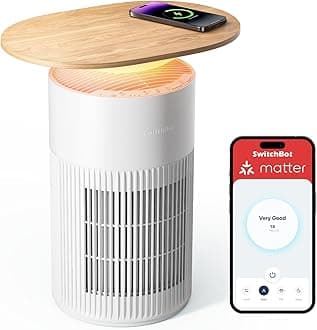 SwitchBot 4 in 1 Air Purifiers Table with Matter, Up to 3620 ft², H13 HEPA Pet Filter, Wireless Charging, Washable Pre-filter, 10 RGB Colors, Work with Apple Home, Google Home, HomeAssistant