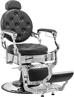 Winado Heavy Duty Vintage Recline Barber Chair Hydraulic with Headrest, Supports up to 700lbs & 360°Rotatable, Professional Salon Beauty Spa Shampoo Equipment (Button Style)