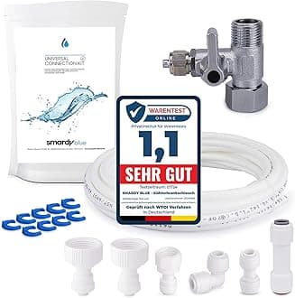 SMARDYRefrigerator Accessory, Water Inlet Line Connection Set - 10m Universal 3/8" x 1/4" with 2-Way Distributor Adapter, AK3-AT1-GL-M-X, Includes 1, Plastic, WQA FDA WRAS NSF Certified