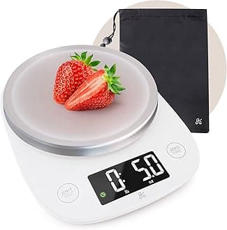 Digital Kitchen Scale with LCD Display, Weighs in Grams and Ounces, Batteries Included, Weighs up to 11 Pounds, White (No Bowl)