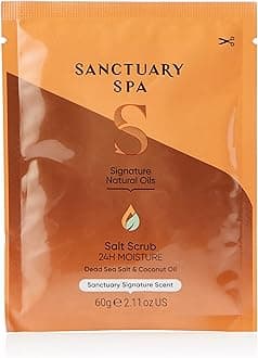Sanctuary Spa Salt Body Scrub, Natural Sea Salt, Body Exfoliator Vegan and Cruelty Free, 60g Sachet, Orange
