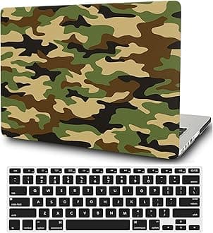 Hard Case Compatible with Old Version MacBook Pro 13 inch Case 2012 2011 2010 2009 2008 Release A1278 with CD-ROM, Laptop Plastic Hard Case Shell & Keyboard Cover, Green Camouflage