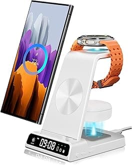 Wireless Charger for Samsung Devices, Wireless Charging Station for Galaxy S25 Ultra/S25+/S25/Z Flip7/Z Fold/S24 Ultra/S23/S22/S21, for Galaxy Watch 8/8 Classic/7/Ultra/6/5 Pro/5/4, Galaxy Buds3 Pro