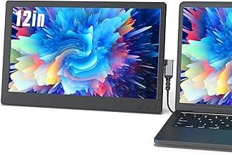 Maxfree 12'' FHD Portable Monitor for Laptop - USB-C/HDMI External Display, Travel Screen Extender with Smart Cover for Windows/Mac/Surface/Android/Switch