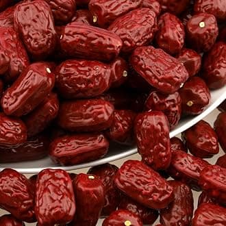 Gresorth 50pcs Fake Jujube Decoration Artificial Lifelike Red Date Model Realistic Plastic Dried Fruit Ornament Christmas DIY Party