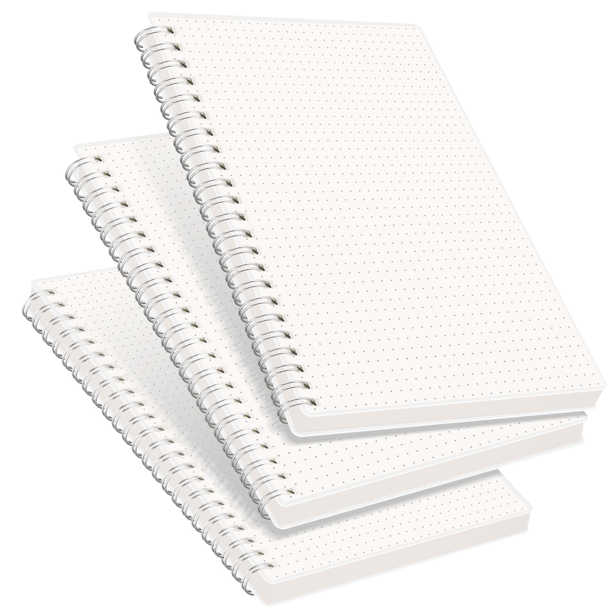 RETTACY Dotted Journal Notebook, 3-Pack, 160 Pages per Pack, A5 Medium Size (5.7'' × 8.3''), 100 GSM Thick Paper, Spiral-bound, Flexible Plastic Cover, for Journaling, Planning, Tracking