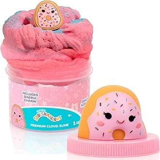 Original Squishmallows Dabria The Donut Premium Cloud Slime, Donut-Scented, 8 oz., Storage Container with Figurine Topper, Rubber Charm, Goodie Bags Stuffers, Kids Party Favors, Sensory Toys