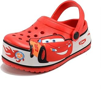 Kids Clogs Shoes Cute Cartoon Slip On Garden Clogs Shoes Toddlers Slippers Sandals Soft Sole Shower Slides Water Shoes for Beach Pool 11- Red