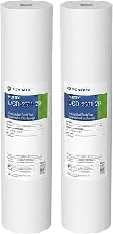 Pentair Pentek DGD-2501-20 Big Blue Water Filter, 20-Inch Whole House Sediment Filter Cartridge Replacement, Dual-Gradient Density Spun Polypropylene, 20" x 4.5", 1 Micron, Pack of 2, White