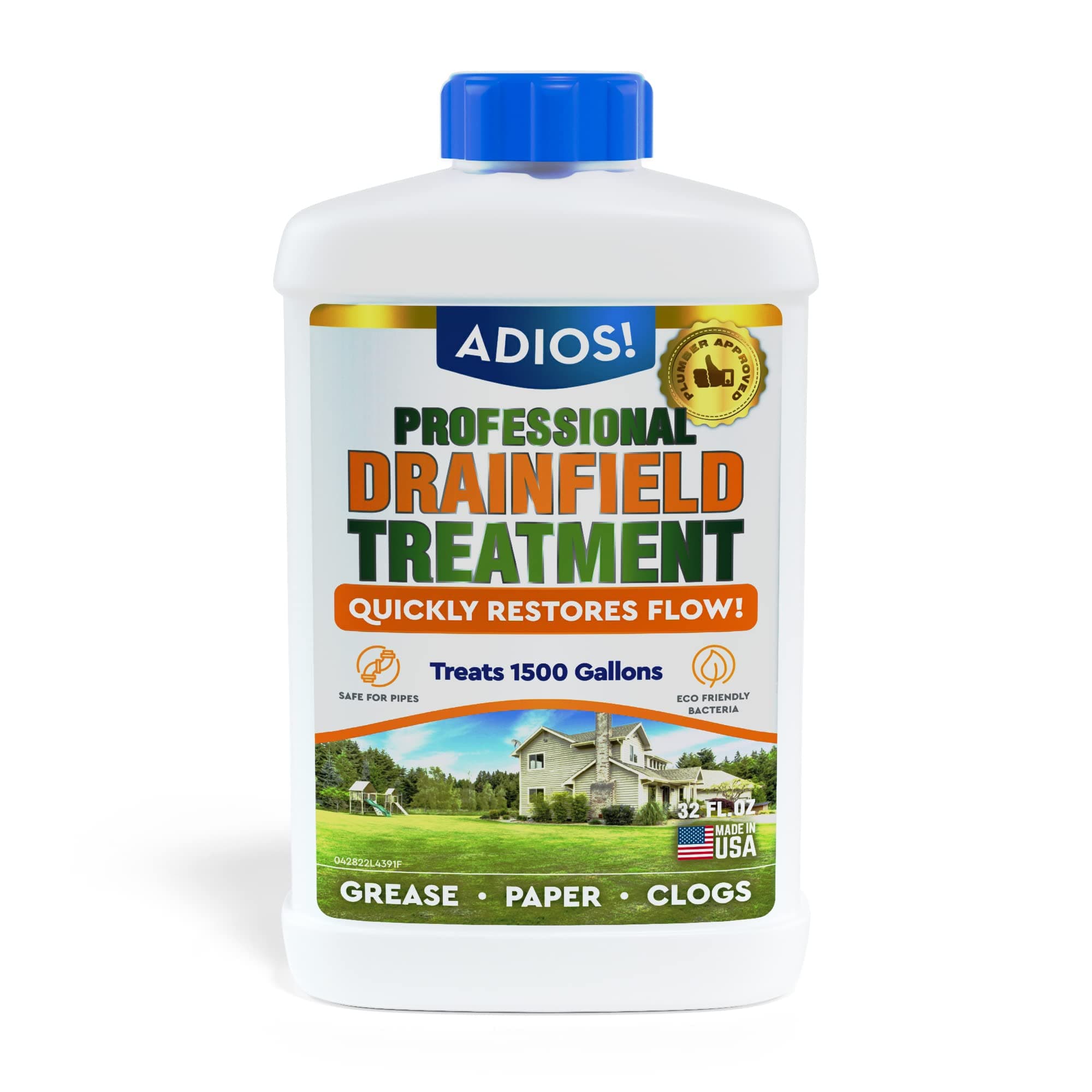 Drain Field Treatment and Cleaner for Leach Fields, Safely Opens and Restores Drainfields - 32oz